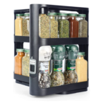 منظم توابل مزدوج الطبقة ، رف تخزين دوار متعدد الوظائف ، خزانة مطبخ