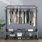 رف الملابس المعدني مزدوج القضبان من 2 طبقات