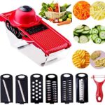 قطاعة خضروات ومبشرة مع حاوية طعام و6 شفرات