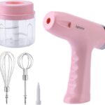 خلاط ومضرب يدوي كهربائي 3 في 1 عمودي منخفض الصوت مع مضرب خفق بيض ستانلس ستيل واداة خفق اللبن وقطاعة طعام