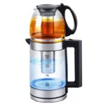 غلاية كهربائية مزدوجة ستانلس ستيل وزجاج، 1500 واط، سعة 2 لتر