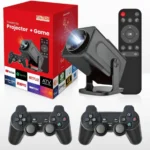 بروجكتر HY320 محمول مع جهاز ألعاب يدعم 4K و1080P بروجكتر ذكي للسينما المنزلية والاستخدام الخارجي مع واي فاي 6