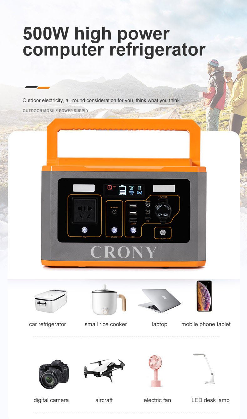 crony bs500 500w portable power station outdoor energy storage 110v 220v high power emergency power supply portable power station 880322