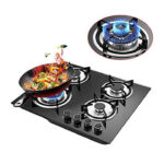 موقد غاز مدمج 4 شعلات تصميم زجاجي أنيق وإشعال كهربائي سريع