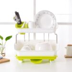 رف تجفيف الأطباق بطبقتين تصميم عملي لترتيب وتنظيم مطبخك بكل سهولة