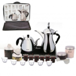 دلة كهربائية لتحضير القهوة العربية والشاي مع استكانات وعبوات تخزين