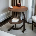 طاولة جانبية خشبية بإطار معدني مثالية لغرفة النوم وغرفة المعيشة