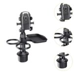 حامل أكواب للسيارة مع صينية طعام وحامل جوال – دوران 360 درجة – 3 في 1