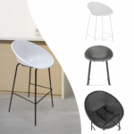 كرسي بار عصري بارتفاع منضدة هيكل معدني ظهر منخفض