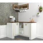 طاولة ركن القهوة والشاي مودرن سانسا بلون أبيض وخشبي للمساحات الراقية