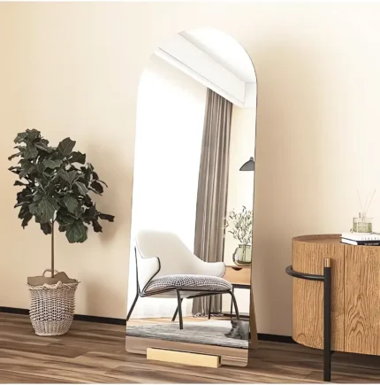مرآة المنزل الأرضية والجدارية الفاخرة على شكل قوس