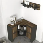 طاولة ركن القهوة والشاي الخشبية بشكل زاوية مع رف جداري (chester)