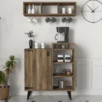 طاولة ركن القهوة والشاي الخشبية مع رفوف جدارية (sonata)