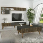 طقم طاولة تلفاز وطاولة وسط ورفوف جدارية – Herman All