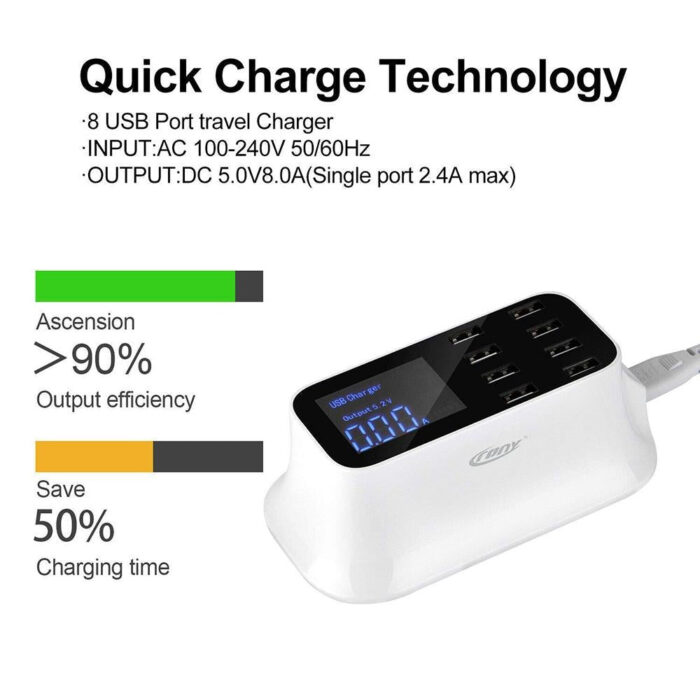 crony yc cda19 8 port usb charger adapter desktop wall charger smart led display 583941
