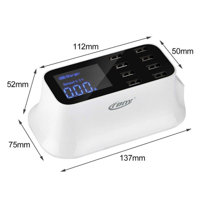 crony yc cda19 8 port usb charger adapter desktop wall charger smart led display 649867