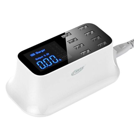 شاحن USB مكتبي بـ8 منافذ مع شاشة LED شحن ذكي لجميع أجهزتك في مكان واحد