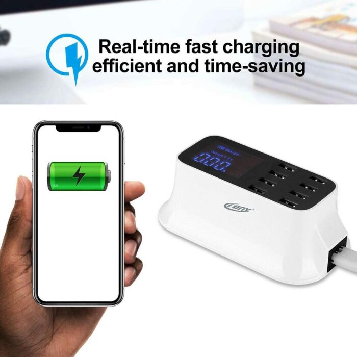 crony yc cda19 8 port usb charger adapter desktop wall charger smart led display 979907