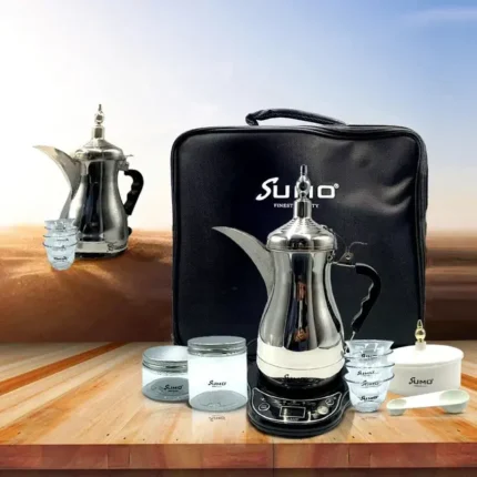 دلة القهوة العربية الكهربائية من سومو سعة 1 لتر مع طقم تقديم فاخر