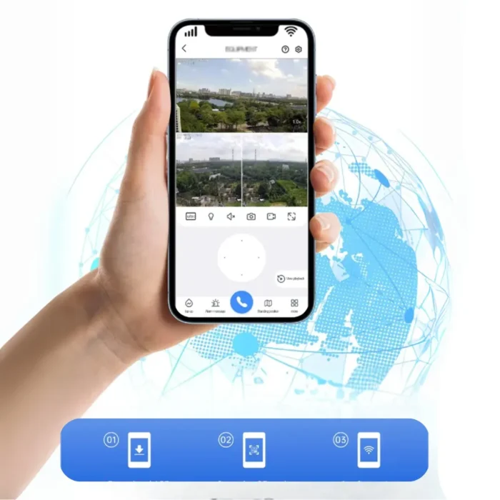 ⁦كاميرا مراقبة شمسية 4K بزاوية 360° واتصال 4G/WiFi – مزودة بكشاف ذكي ورؤية ليلية⁩ - الصورة ⁦11⁩
