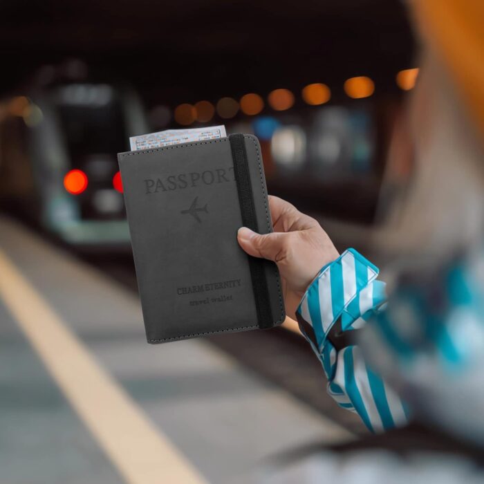 ⁦محفظة السفر وغطاء جواز السفر حماية متقدمة بتقنية RFID⁩ - الصورة ⁦8⁩