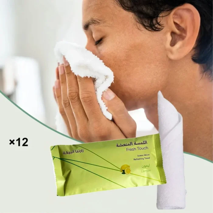 مناشف معطرة للاستعمال مرة واحدة – 12 قطعة بحجم 25×25 سم | للانتعاش الفوري في أي وقت