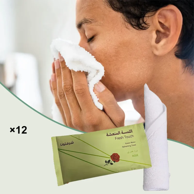 مناشف معطرة للاستعمال مرة واحدة – 12 قطعة بحجم 25×25 سم | للانتعاش الفوري في أي وقت