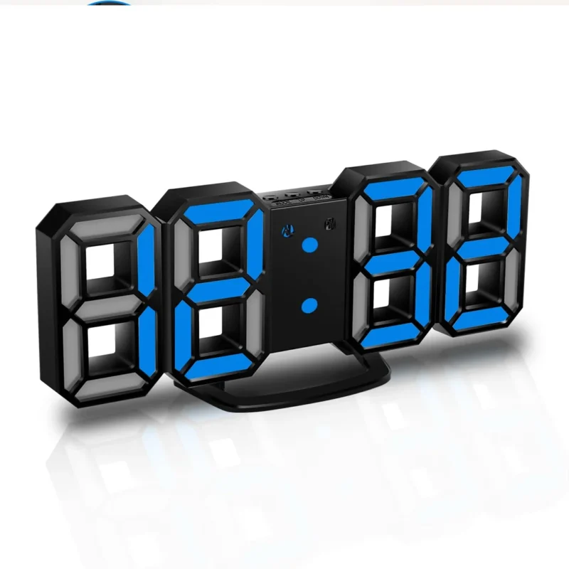 ساعة منبه رقمية ثلاثية الأبعاد بإضاءة LED – تصميم عصري ومزايا متعددة (GH8018)