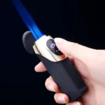 ولاعة إلكترونية 3 شعلات نفاثة بشاشة لمس وشحن USB مقاومة للرياح