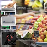 ⁦ميزان رقمي تجاري 40 كجم مع شاشة LCD مزدوجة وحاسبة أسعار مدمجة⁩ - الصورة ⁦3⁩