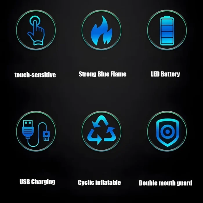 ⁦ولاعة إلكترونية 3 شعلات نفاثة بشاشة لمس وشحن USB مقاومة للرياح⁩ - الصورة ⁦2⁩