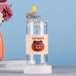 كوب زجاجي برسومات دببة + مصاصة زجاجية