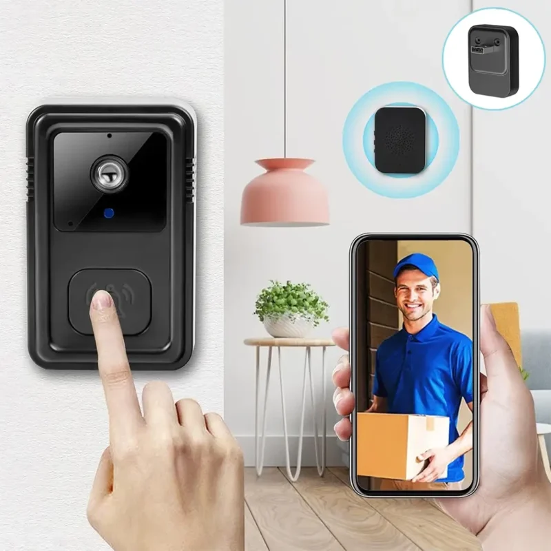 جرس باب ذكي بكاميرا وميكروفون اتصال Wi-Fi وتنبيهات للهاتف