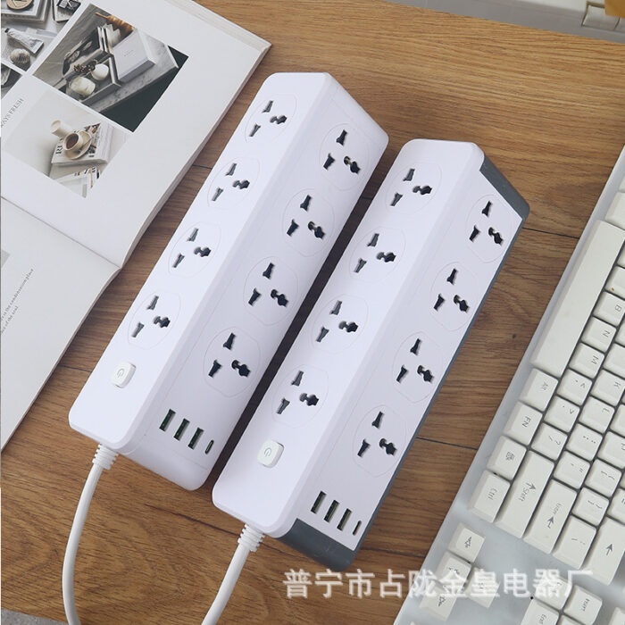 ⁦موزع طاقة عمودي بقدرة 3000 واط مع 10 منافذ + 4 USB سلك طوله 2 متر⁩ - الصورة ⁦3⁩