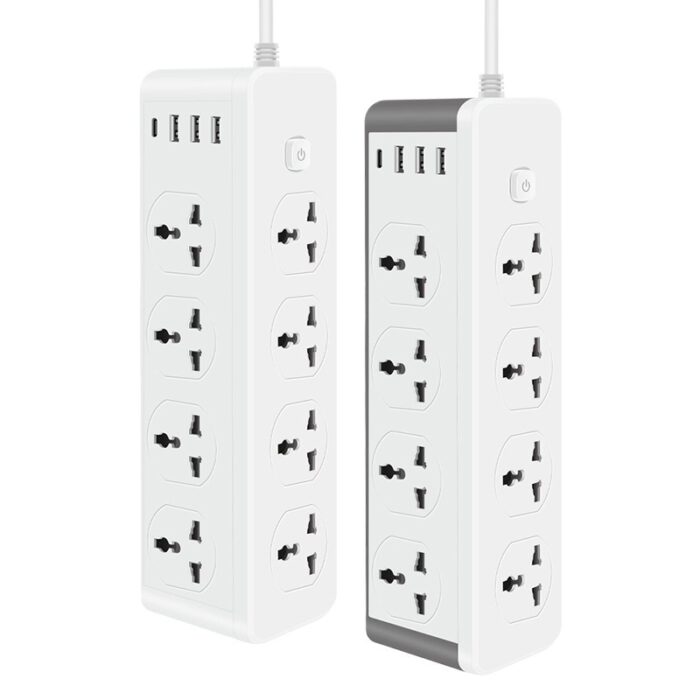 موزع طاقة عمودي بقدرة 3000 واط مع 10 منافذ + 4 USB سلك طوله 2 متر