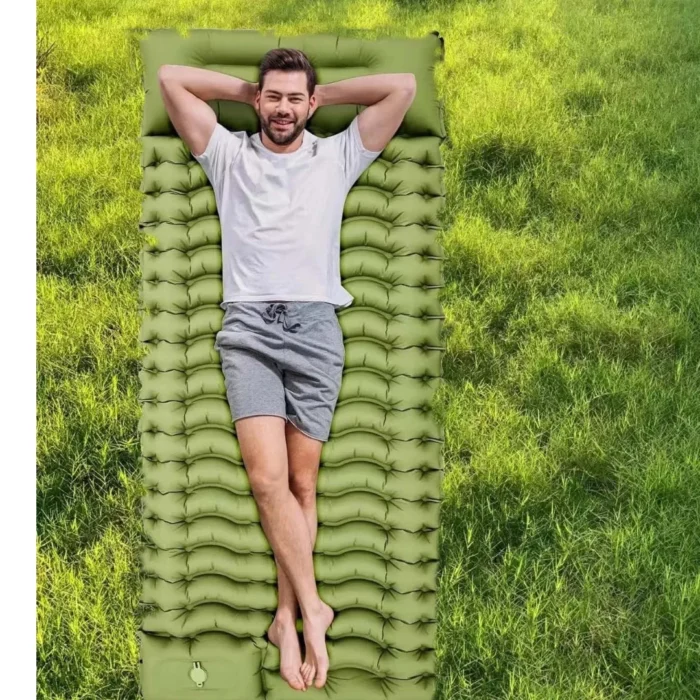 ⁦سرير هوائي قابل للنفخ مع مضخة قدم مدمجة ووسادة مدمجة – مقاوم للماء والتمزق⁩ - الصورة ⁦2⁩