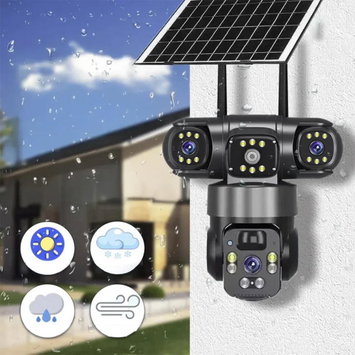 ⁦كاميرا مراقبة V380 رباعية FHD مع رؤية ليلية ملوّنة – 4G/Wi-Fi تعمل بالطاقة الشمسية⁩ - الصورة ⁦4⁩