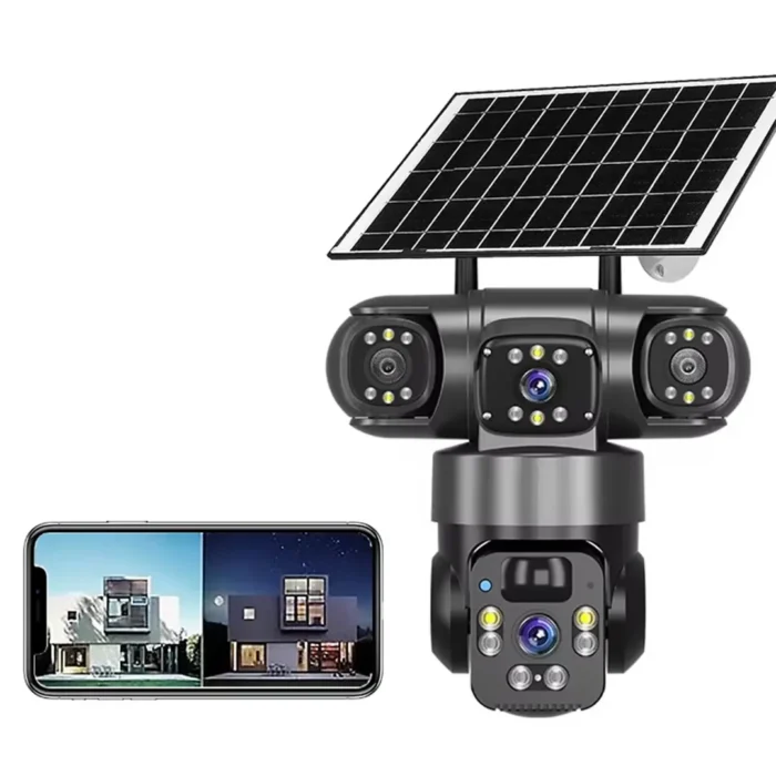 ⁦كاميرا مراقبة V380 رباعية FHD مع رؤية ليلية ملوّنة – 4G/Wi-Fi تعمل بالطاقة الشمسية⁩ - الصورة ⁦3⁩