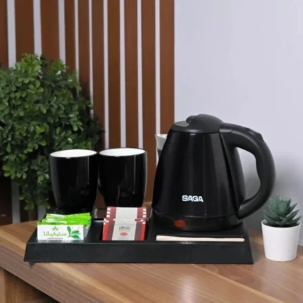 مجموعة تحضير الشاي 3 في 1 غلاية 1.2 لتر مع كوبين وصينية تقديم