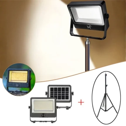 مصباح كشاف يعمل بالطاقة الشمسية مع حامل ثلاثي
