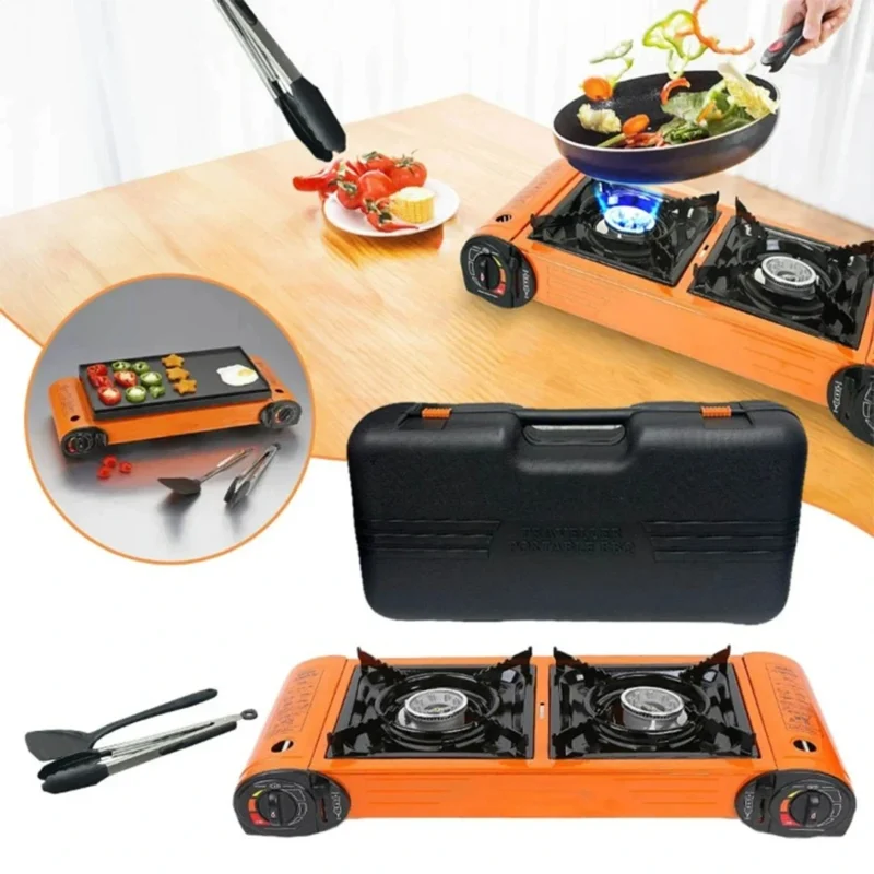 موقد غاز محمول برأسين للتخييم والرحلات