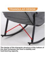 ⁦كرسي هزاز مريح قابل للتعديل وسادة ناعمة تصميم عصري متعدد الاستخدامات⁩ - الصورة ⁦12⁩