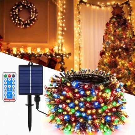 سلسلة أضواء LED شمسية متعددة الألوان بطول 50 متر