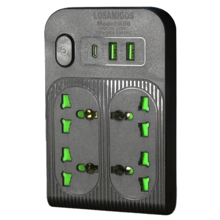 مشترك كهربائي متعدد الاتجاهات 4 مخارج + شحن USB وType-C