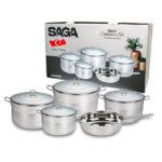 ⁦طقم أواني طهي ستانلس ستيل 9 قطع من Saga⁩ - الصورة ⁦3⁩