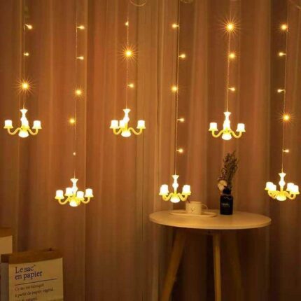 ستارة إضاءة شمعية LED بطول 2.5 متر – 6 حوامل