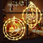⁦مصباح حلقات هلال ونجمة بإضاءة LED دافئة⁩ - الصورة ⁦4⁩