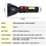 ⁦كشاف يدوي LED قابل للشحن – إضاءة قوية بعيدة المدى مع 4 أوضاع⁩ - الصورة ⁦7⁩
