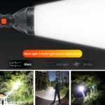 ⁦كشاف يدوي LED قابل للشحن – إضاءة قوية بعيدة المدى مع 4 أوضاع⁩ - الصورة ⁦3⁩