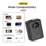 ⁦باور بانك بسعة 10000mAh شحن سريع 22.5W مع كابل Type-C قابل للسحب ASPOR A372⁩ - الصورة ⁦5⁩